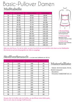 Papierschnittmuster Basic-Pullover Damen